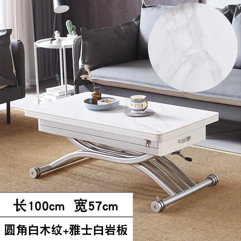 movable coffee table dining table integrated household small apartment folding lifting living room table dual-purpose movable
