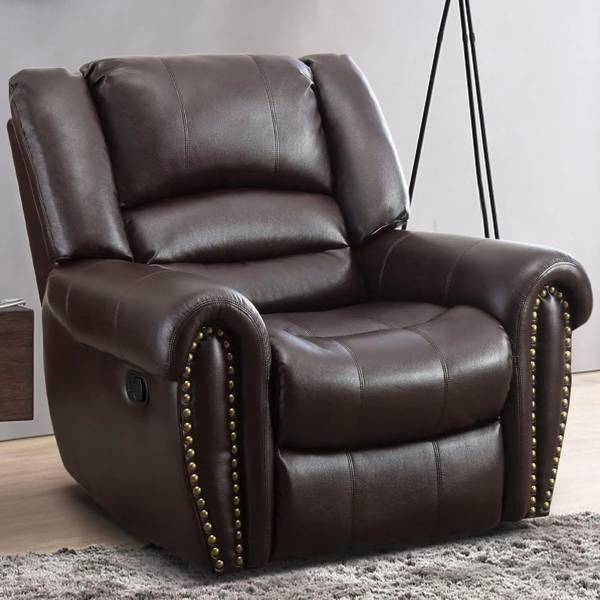 Leather Recliner Chair, Heavy Duty Manual Reclining Sofa Single Lounge Sofa for Living Room, Home Theater Seating,, Customized