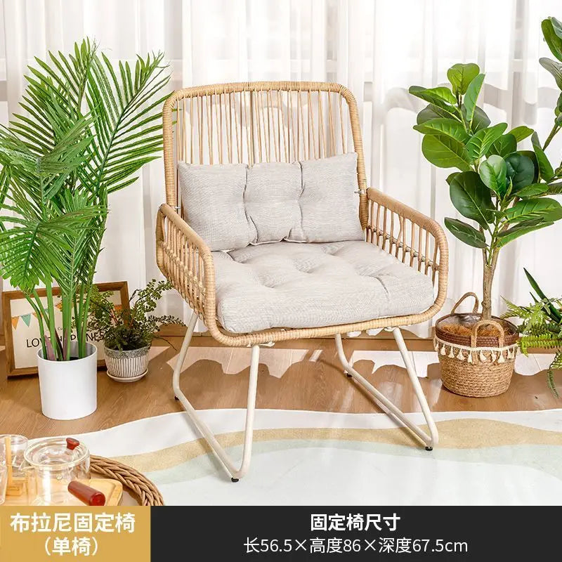 Rattan woven rocking chair Home leisure creative nap balcony adult living room modern garden handmade lounge chair