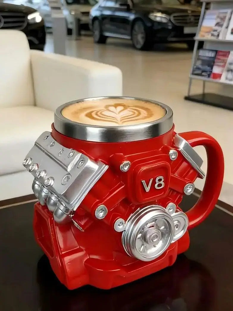 V8 Engine Coffee Cup | Unique Gift for Car Guys, Dads & Mechanics