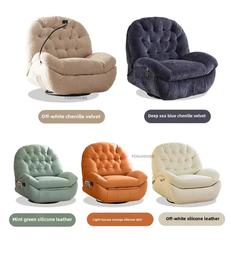 Nordic Home Rotating Recliner Modern Living Room Furniture Leisure Lazy Sofa Bed Rocking Chair Designer Fabric Living Room Sofas