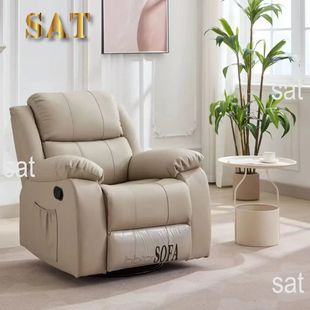 #@Modern Multifunction Electric Leather Recliner Sofa Recliner Sofa With Adjustable Backrest Swirling Single Sofa Chair