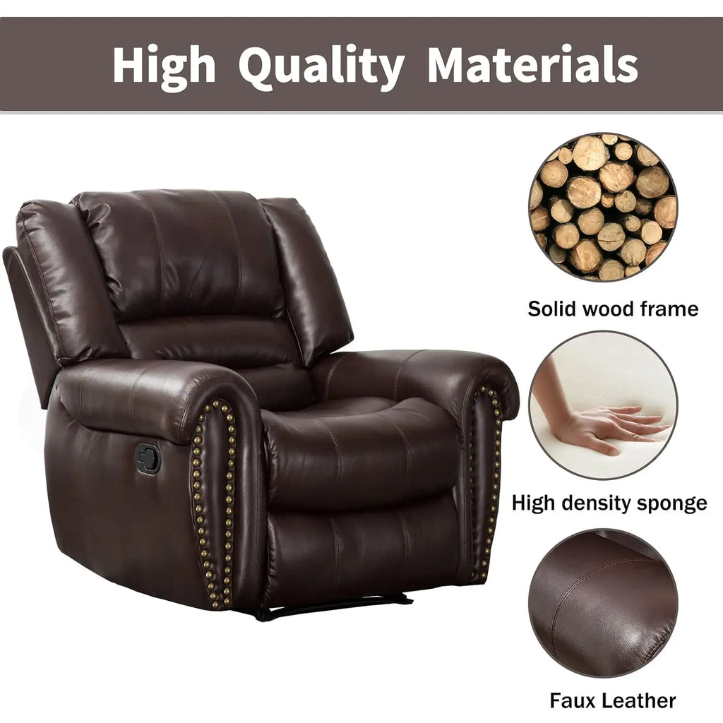 Leather Recliner Chair, Classic and Traditional Manual Recliner Chair with Comfortable Arms and Back Single Sofa, Customized