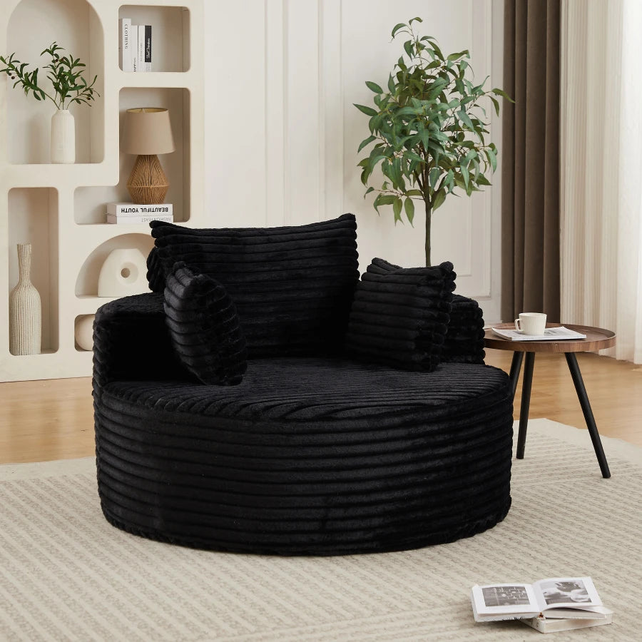 50"L Corduroy Sponge single sofa, No Assembly Required, Fluffy Modern Sleeper Chair for Living room, Bedroom, Lounge and Projec