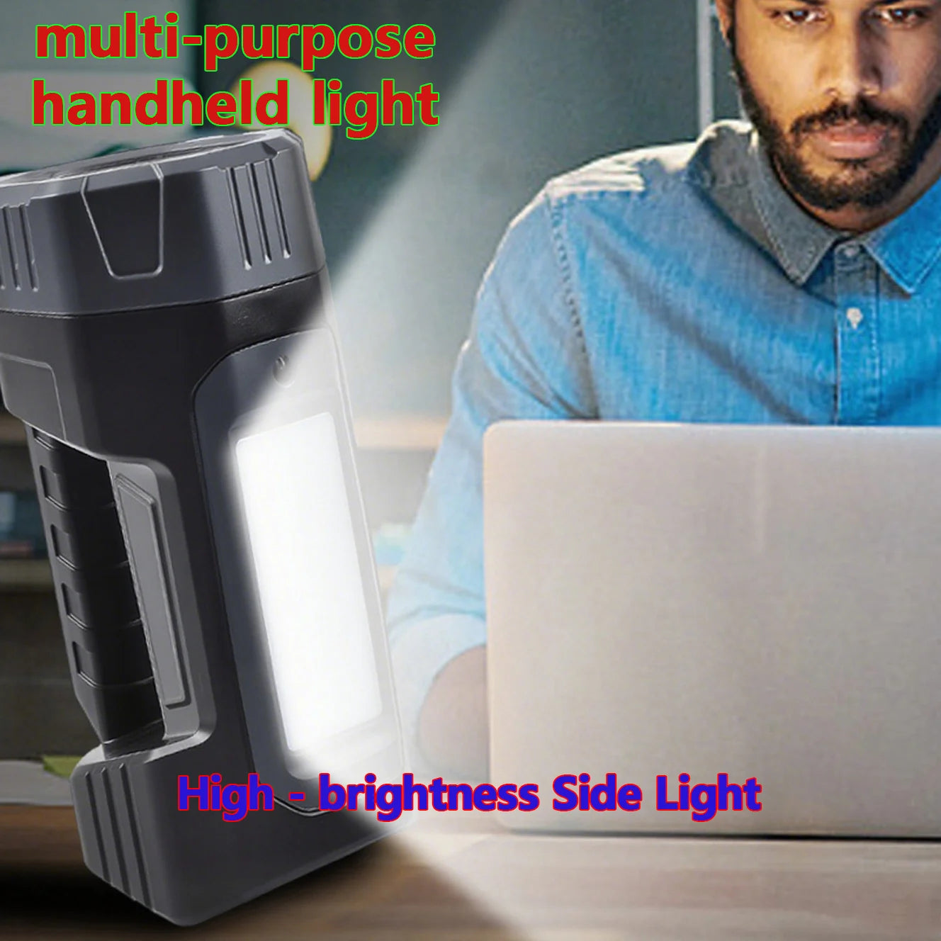 Portable Handheld Solar-Powered Flashlight Strong Light Rechargeable Ultra-Long Battery Life Super Bright Suitable Home Outdoor