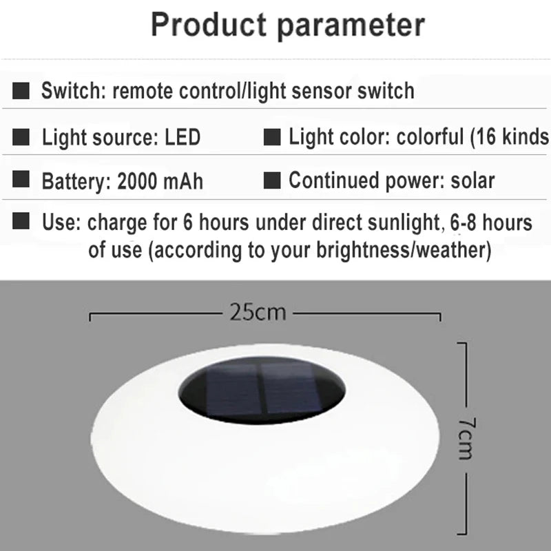 Waterproof Solar Swimming Pool Lights, Glowing Float, Outdoor Lighting, Pond, Garden Lamp Ball, 16 Colors, D25 cm, IP68
