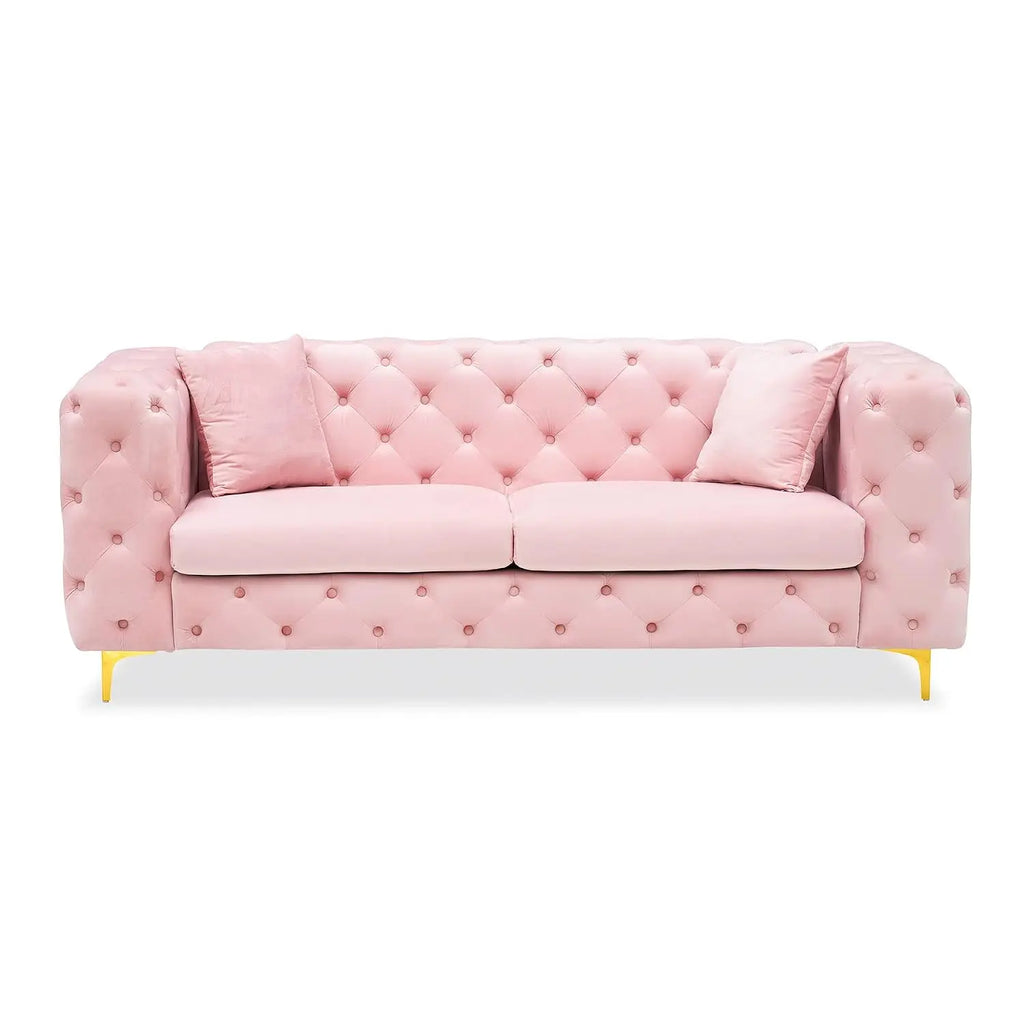 75" Mid Century Modern Tufted Velvet Sofa Gold Legs, Customized