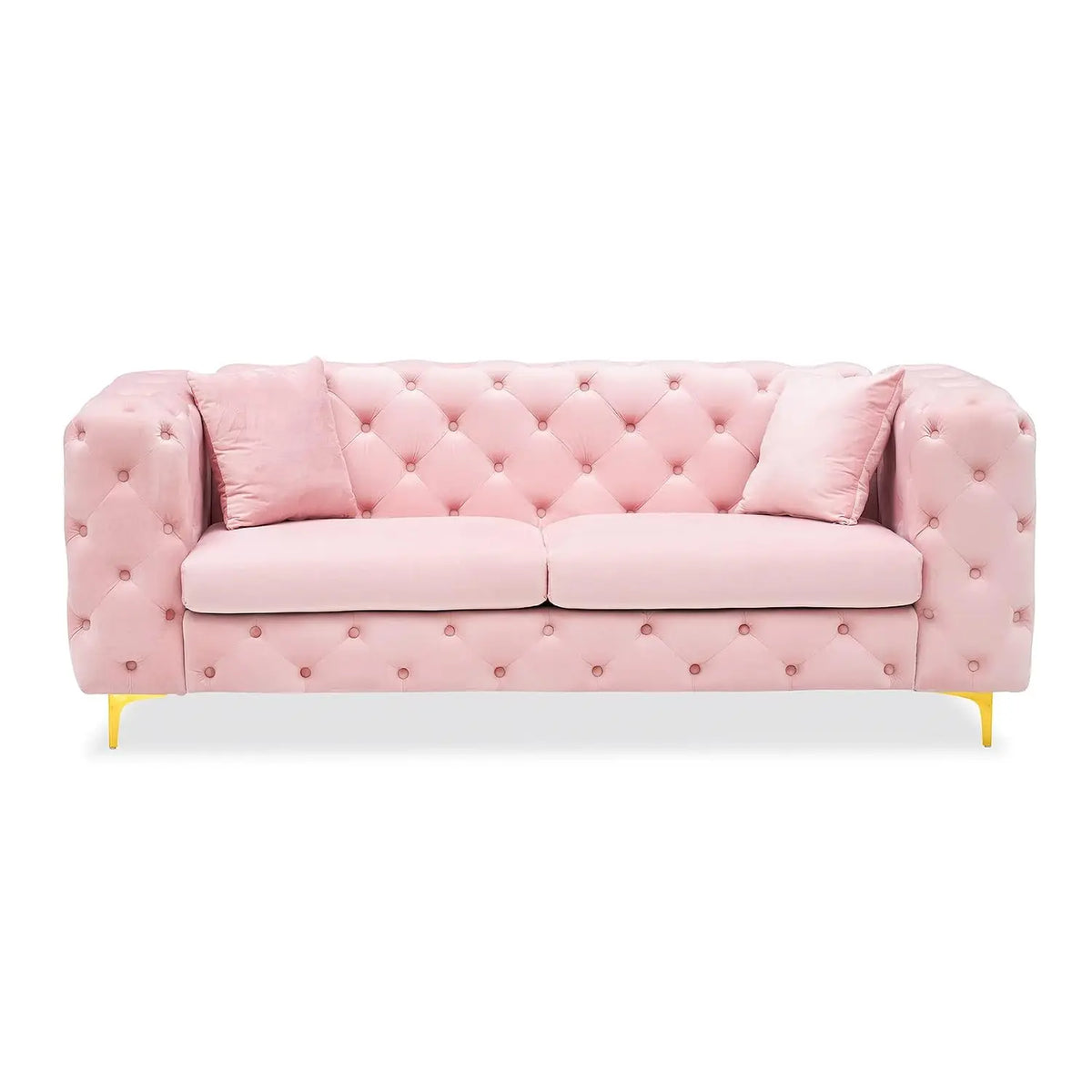 75" Mid Century Modern Tufted Velvet Sofa Gold Legs, Customized