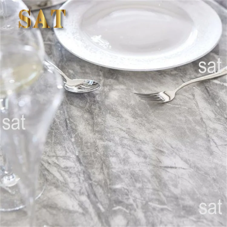 ！@Luxury Round Marble Dining Table Set 4 Chairs