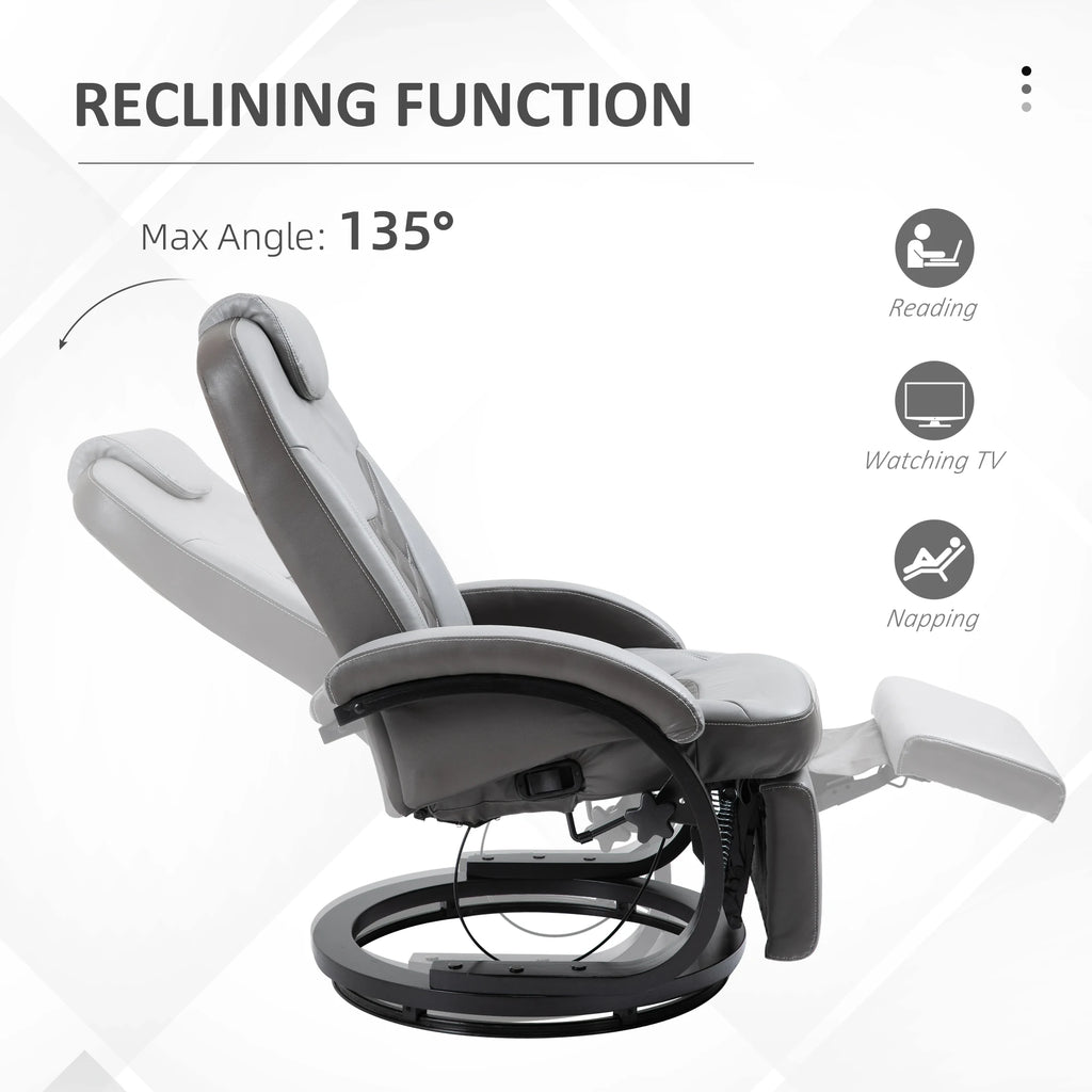 HOMCOM Manual Recliner, Swivel RV Recliner Chair with Footrest, Gray