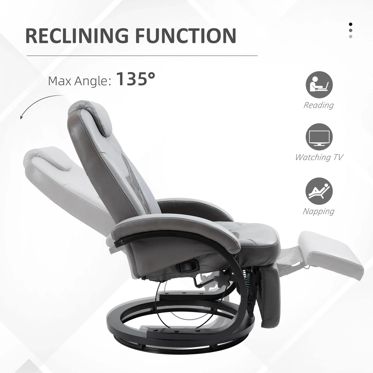 HOMCOM Manual Recliner, Swivel RV Recliner Chair with Footrest, Gray