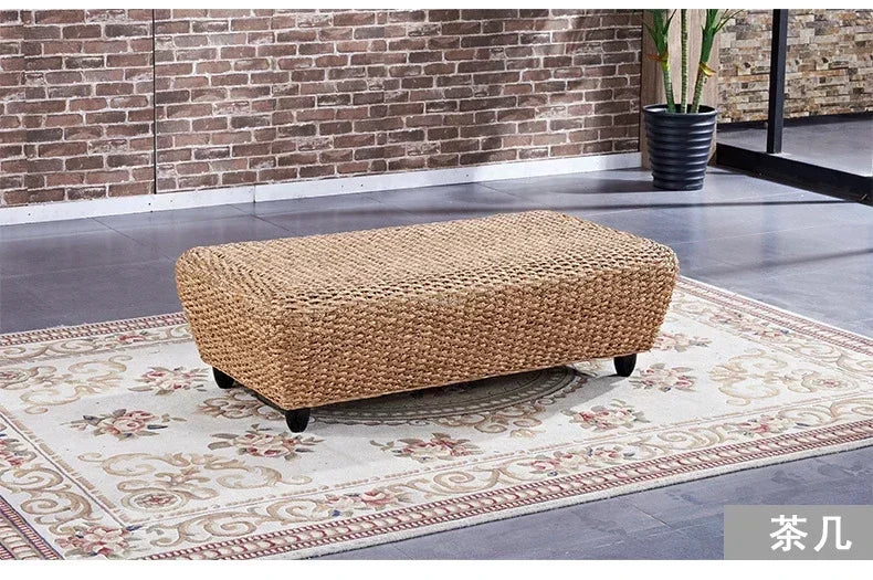 Nordic Retro Rattan Outdoor Garden Sofas Living Room Sofa Coffee Table Combination Home Furniture Leisure Homestay Sofa Chair
