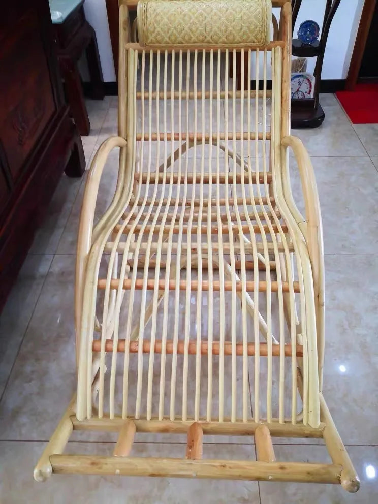 CZ Rocking Chair Hanging Basket Natural Real Rattan Plant Woven Relaxing Leisure Recliner