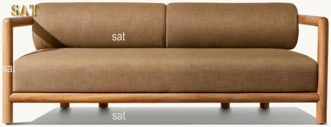 #New Design Round Leg Teak Wood Eco-Friendly Outdoor Sofa and Chairs Set with Thick Cushions for Garden/Courtyard/Park