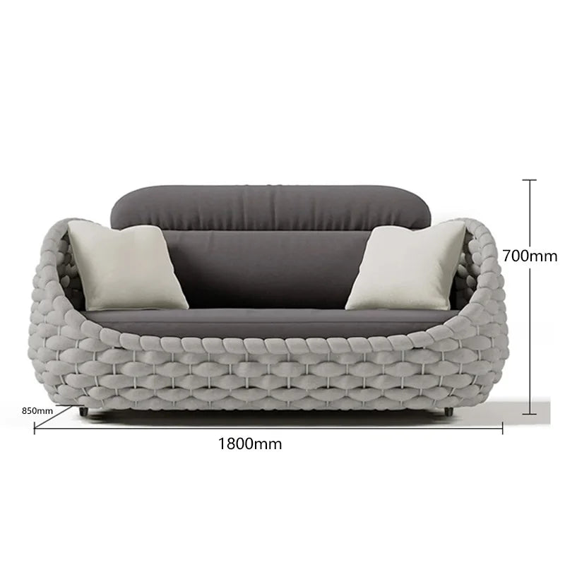 `Outdoor Rattan Sofa Coffee Table Set Waterproof UV Resistant Villa Courtyard Garden Terrace Leisure Wicker Patio Furniture`