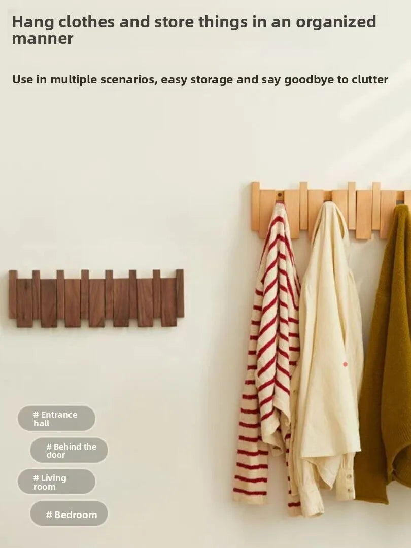 Modern mat Real Wood Pine Key Ra Entrance lway Walnut Door Ba Coat Hook Russian Origin Non-Piercing Installation