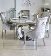 Modern Round Marble Dining Table Set with Rotating Susan for 4 6 8 Seater Dining Room Restaurant Furniture