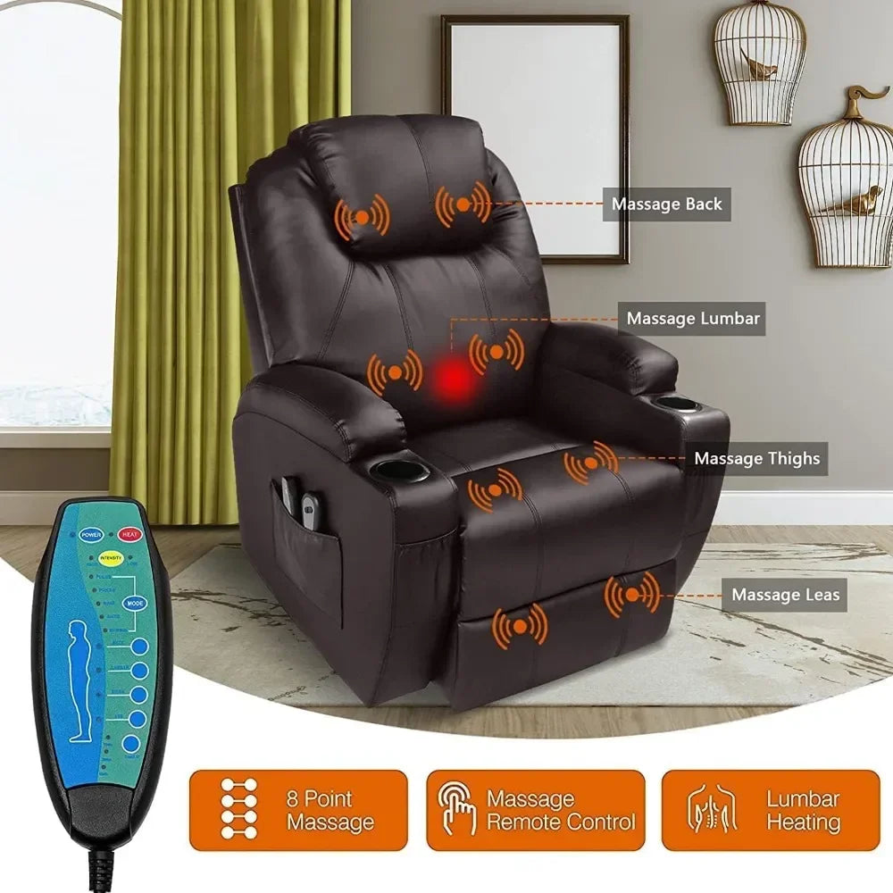 For Power Lift Recliner Chair with Massage, Single Sofa, Home Theater Seating with Heat and Vibration Sofa, Recliner Chair