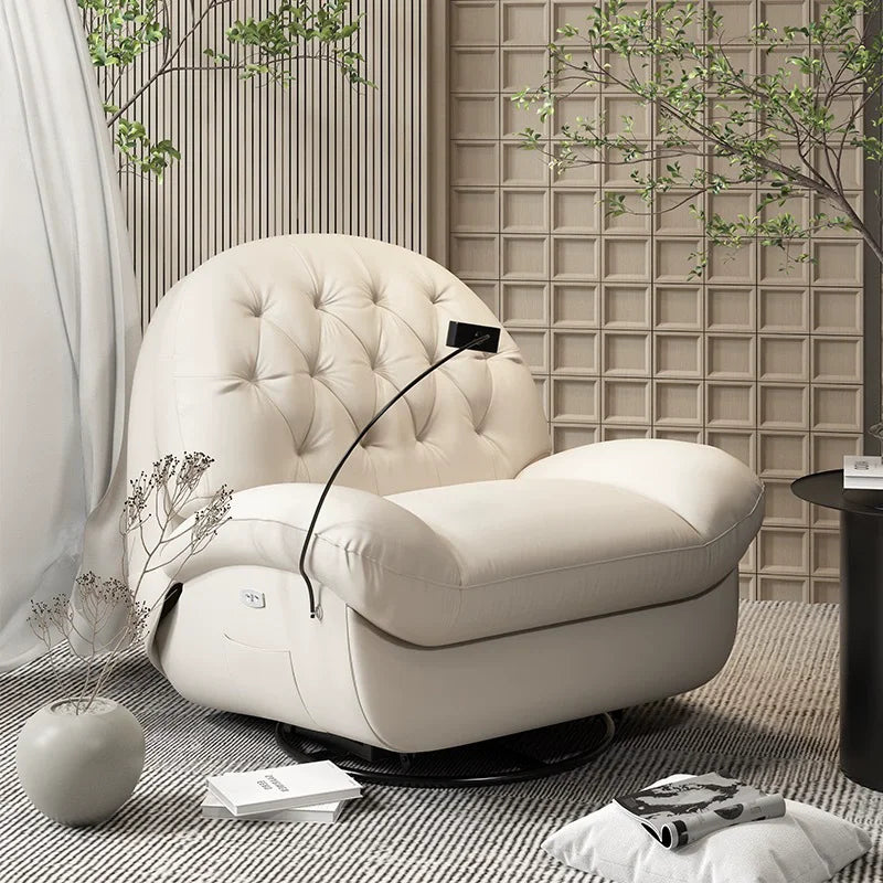 Customizable Single Recliner Chair Leather Recliner Manual or Electric Adjustment Rocking and Swivel Large Seating
