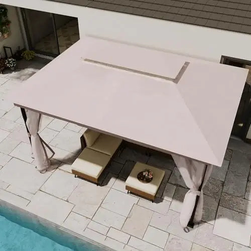 Patio Gazebo 10'x13', Outdoor Heavy Duty Party Tent Shelter with Double Roofs, Mosquito Nettings for Backyard, Garden