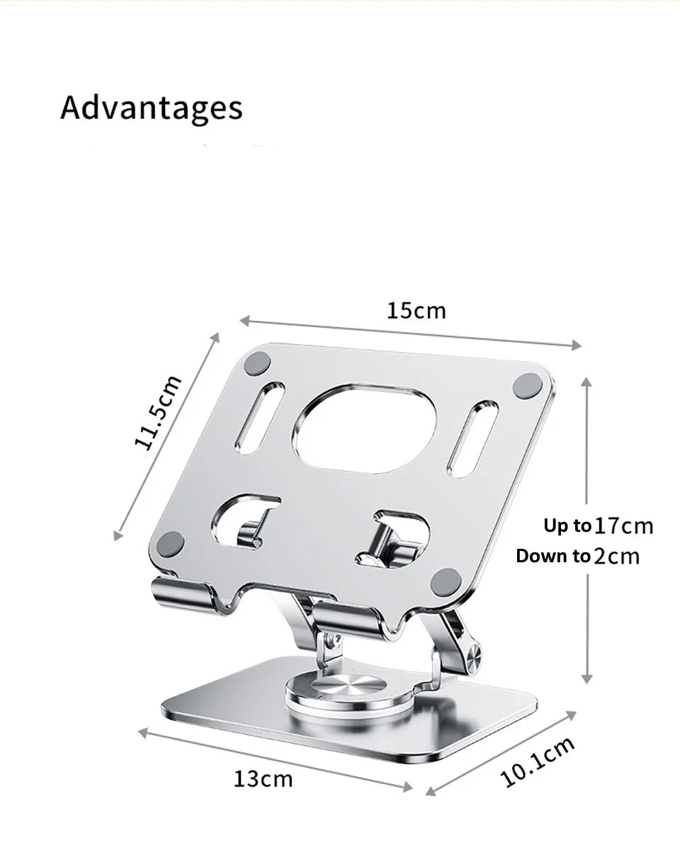 360° Rotation Tablet Stand for iPad, Adjustable Foldable Tablet Holder,Aluminum Phone Stand Compatible with iPad Pro/ Air/ Mini