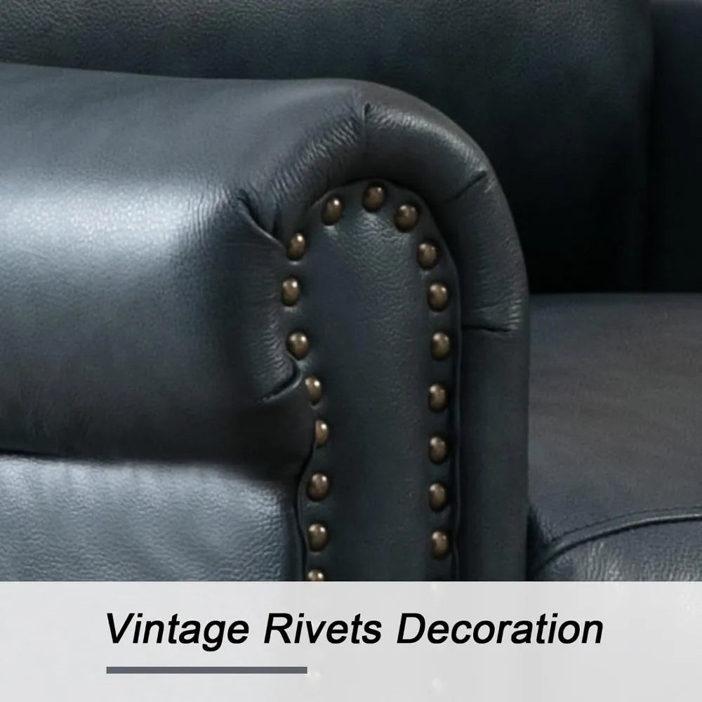 Classic Leather Push Back Recliner Chair, Comfort Arms & Back, Living Room, Custom