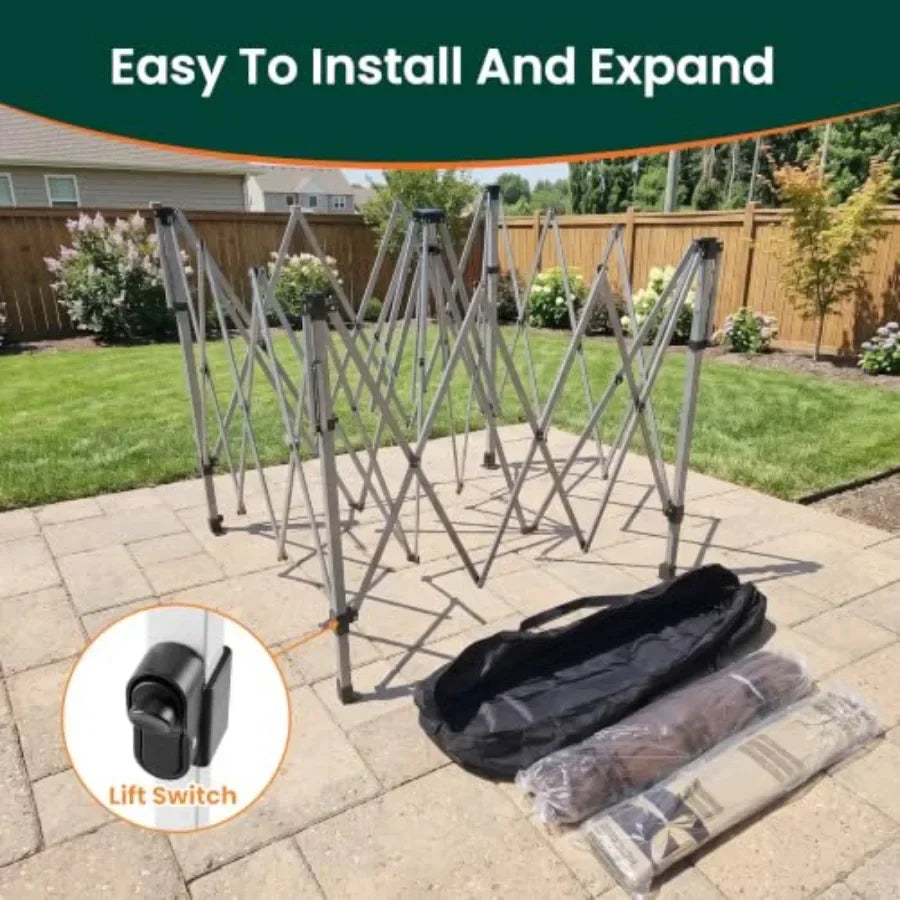 Pop Up Gazebo Canopy Tent, Outdoor Gazebo with Double Ventilated Roof, Waterproof UV Protection Pop Up Canopy with Mosquito Net