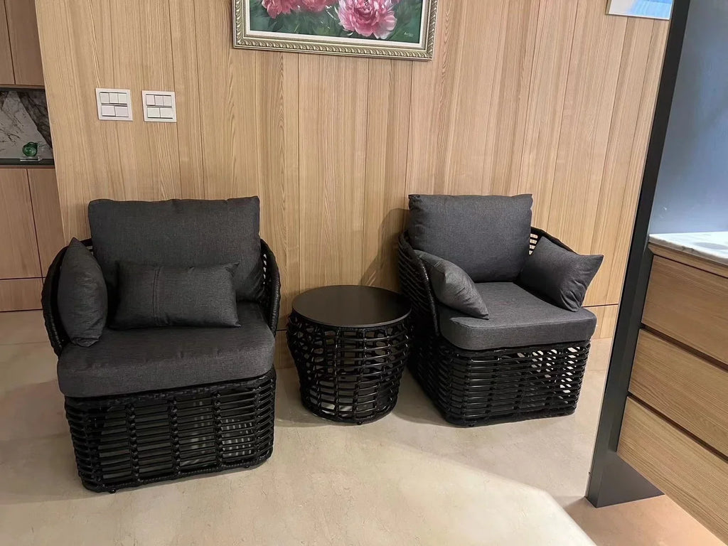 Nordic Hotel Outdoor Rattan Garden Sofas B&B Villa Garden Simple Courtyard Waterproof Sun Protection Lazy Sofa Outdoor Furniture