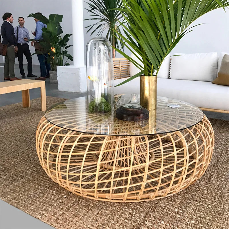 LMM outdoor rattan sofa sun protection waterproof patio balcony garden rattan chair