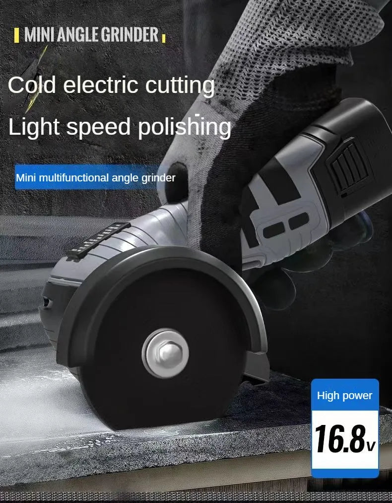 16.8V Portable Mini Cordless Angle Grinder Lithium Battery Powered Polishing Machine Diamond Cutting Power Tool for Grinding