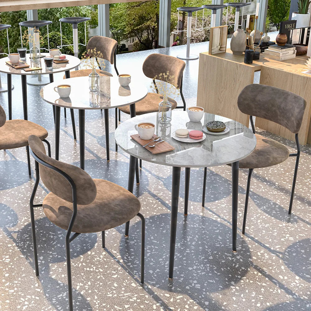 LUVODI 32" Round Marble Dining Table for 2-4 People,White & Grey Restaurant Kitchen Cafe Coffee Table Furniture
