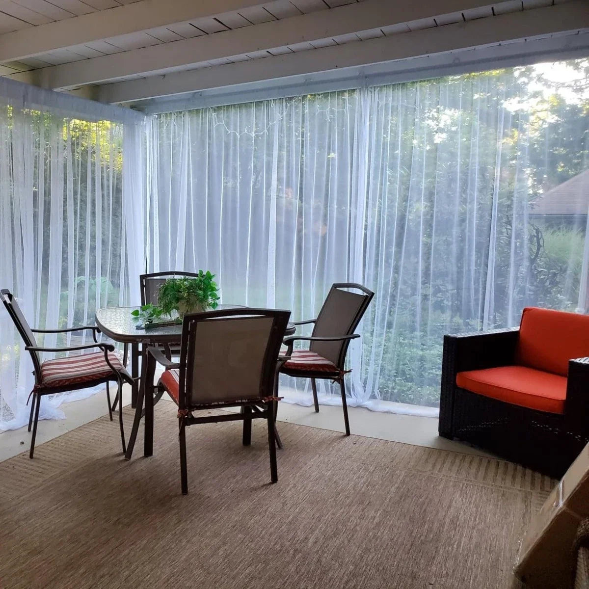 Outdoor Sheer Curtain Mosquito Net Mesh for Patio Balcony Garden Terrace Pergola Gazebo Sunroom Villa Privacy Curtain Multi Size