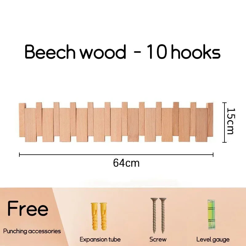 Black Walnut Coat Rack Wall Mounted Solid Wood Clothes Hooks Hallway Entrance Door Hanger Home Decor Ds Furniture Perchero
