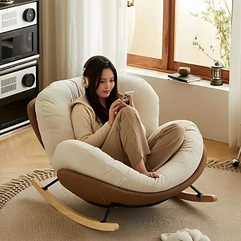 Living Room Rocking Chair Relax Comfortable Living Room Chairs Single Backrest Recliner Modern Household Terrace Armchairs