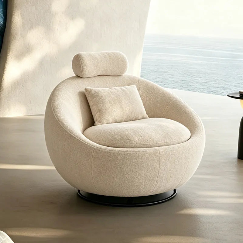 Beige Designer Sleeping Lounge Chair — Salon & Bedroom Recliner Modern