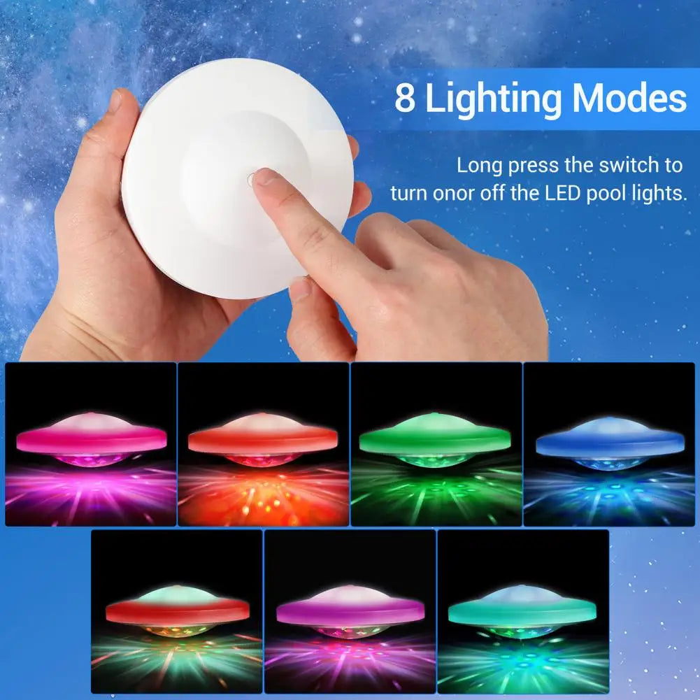 2 Pcs Floating Pool Lights IP67 Waterproof RGB Upper And Lower Color Changing Pool Lights 8 Dynamic Lighting Effects Pool Lights