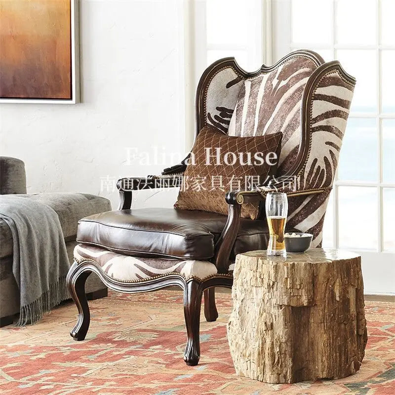 Hh2ccsolid wood single sofa chair high-end villa club leisure chair