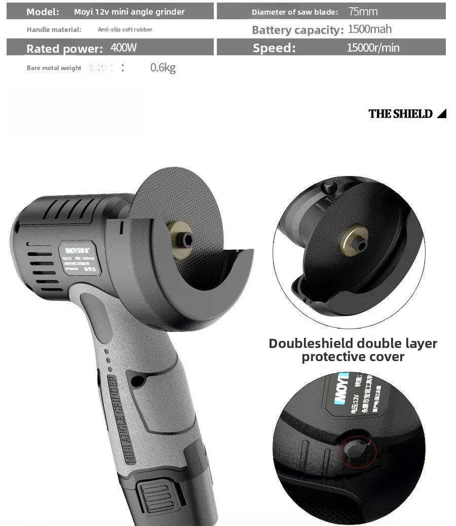12V Lithium Mini Angle Grinder, Portable Lithium Wireless Small Angle Grinder, Grinding, Cutting, Polishing Machine Tool