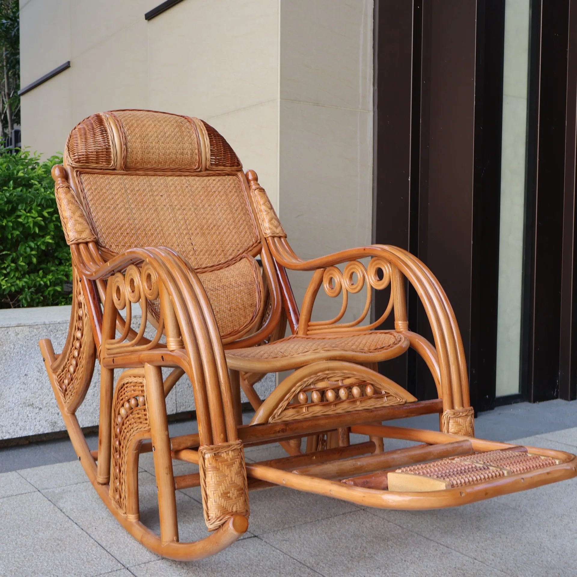 New Chinese rattan chair happy chair factory courtyard elderly rattan sofa