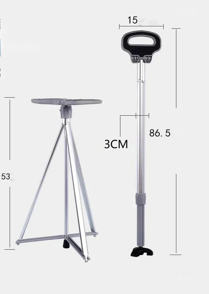 2024 New Multi Functional Mountaineering Cane Outdoor Folding Aluminum Alloy Cane Mobile Power Bank