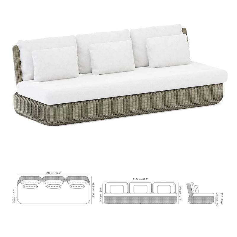 #Outdoor sofa, balcony, courtyard, outdoor sunroom, villa, waterproof and sun protection combination, rattan furniture