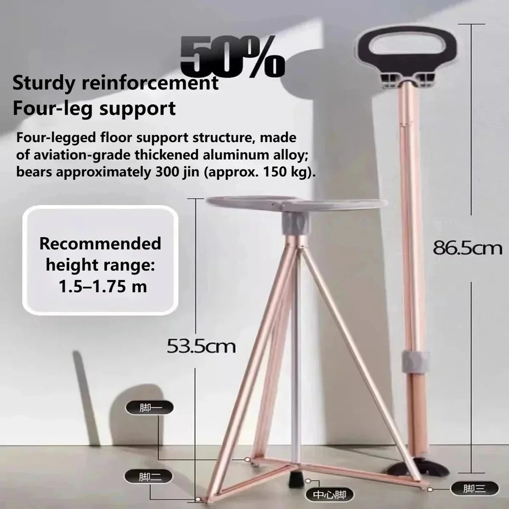 Multifunctional Walking Aid Stool/cane Chair Non-slip Folding Portable Lightweight Walking Aid Four-legged Cane For Sitting