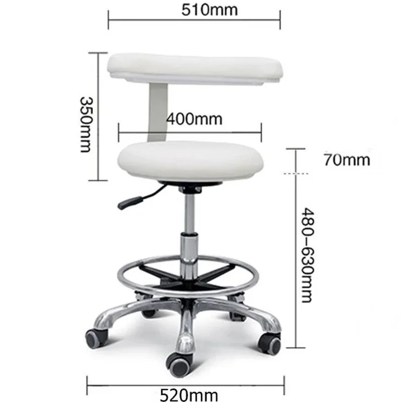 Medical Dental Dentist Chair Surgical Nurse's Doctor Stool with 360 Degree Rotation Armrest PU Leather Assistant Stool Chair