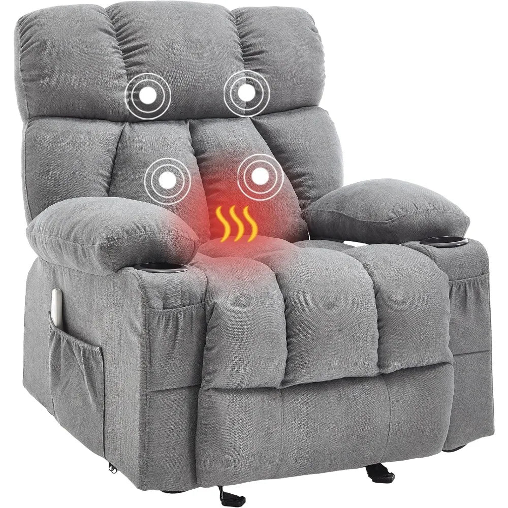 US Local Stock Best Choice Massage Rocker Recliner Chair with Heat and Vibration Overstuffed Recliner with 4 Side Pockets 2
