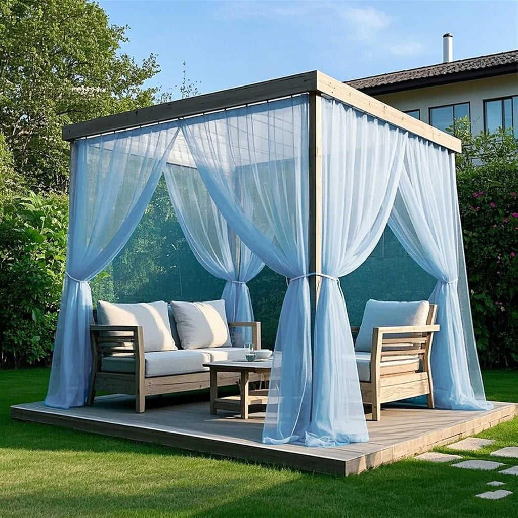 Outdoor Sheer Curtain Mosquito Net Mesh for Patio Balcony Garden Terrace Pergola Gazebo Sunroom Villa Privacy Curtain Multi Size