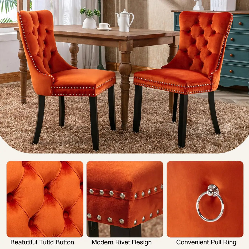 5-Piece Round Glass Dining Table Set for 4, 47.2" Circle Table with 4 Tufted Chairs for Kitchen Home Office, Customized