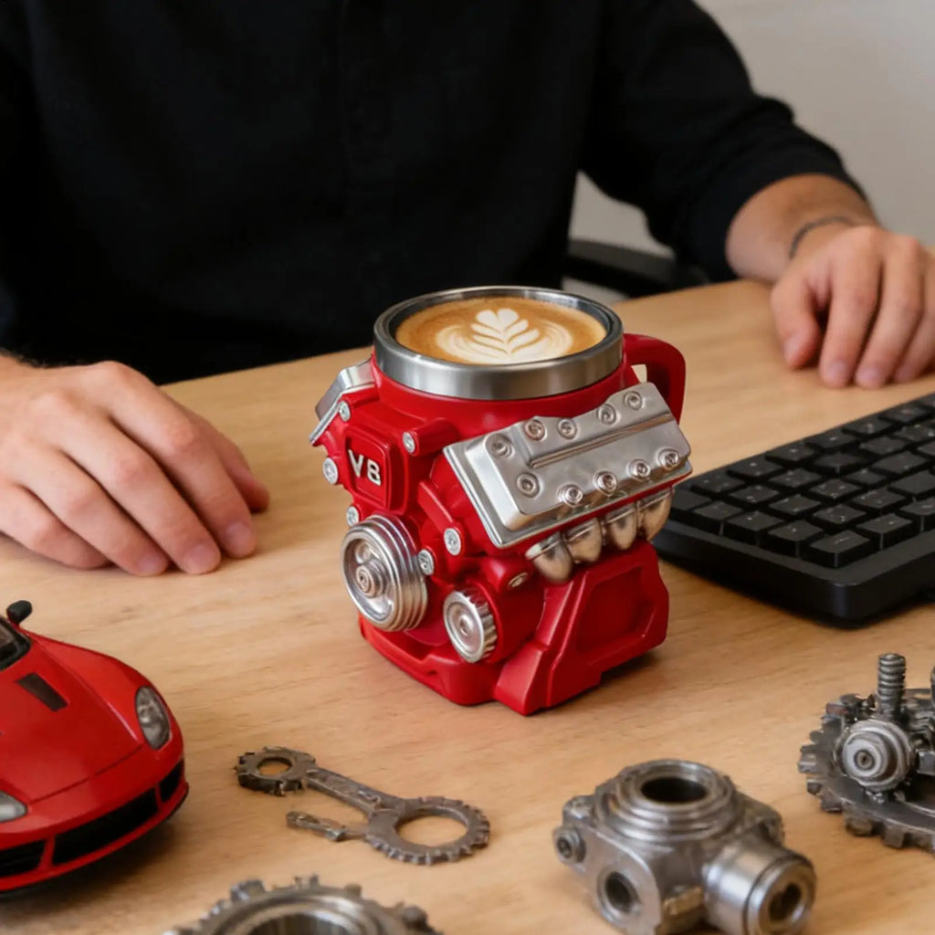 Collectible V8 Engine Shaped Mug Detailed Replicas For Display & Use, Garage, Man Cave, Office Of Engineers & Car Lovers