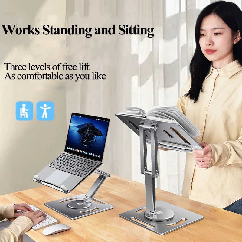 Oatsbasf 360 Rotable Aluminium Laptop Stand Height Angle Adjustment Tablet Desktop Holder Multifunctional Reading Book Bracket