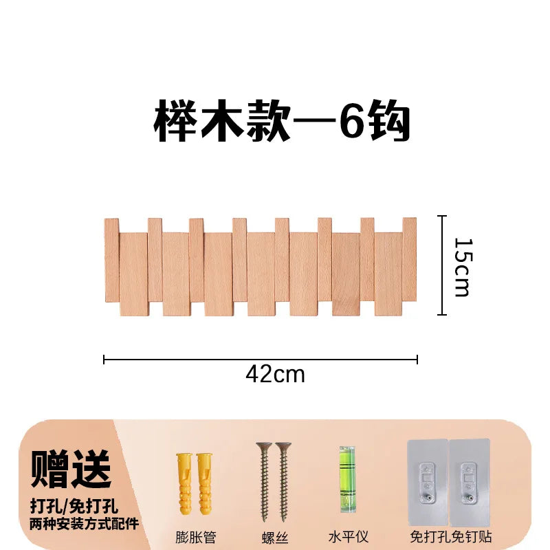 Wall Mounted Walnut Coat Rack Solid Wood Storage Rack Entry Porch Coat Rack Creative Piano Keys Home Decor