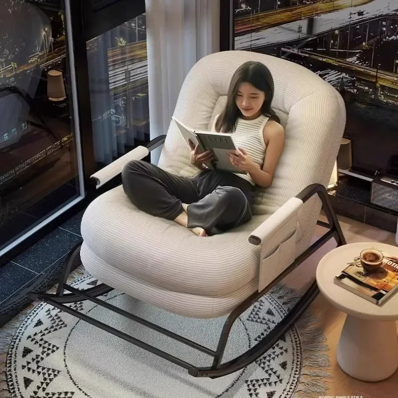 Lazy Rocking Chair Recliner Sofa Single Seat Comfortable Lounger Balcony Living Room Bedroom Home Leisure Seat